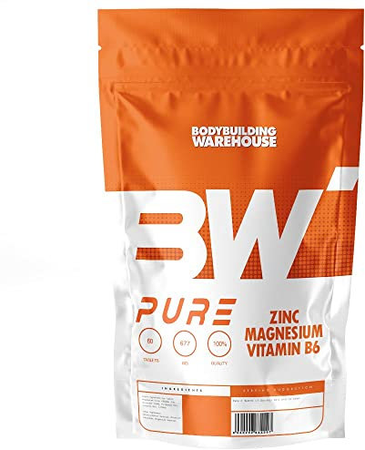 Bodybuilding Warehouse, Pure Zinc, Magnesium & Vitamin B6 Capsules (120 Tablets)
