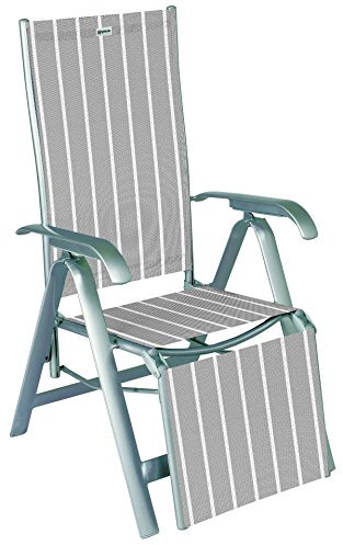 acamp Liegestuhl klappbar Acatop | Wetterfestes Aluminium-Gestell | Atmungsaktives Acatex-Gewebe | Gartenstuhl Hochlehner verstellbar in 7 Positionen | Liegestuhl Garten in Platin/Denver