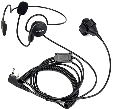 Retevis Funkgeräte Headset mit Mikrofon Finger PTT 2 Pin Kopfhörer Kompatibel RT24 RT27 RT668 RT21 Baofeng BF-88E BF-888S Kenwood TK-3401D Walkie Talkies(1 STK.)