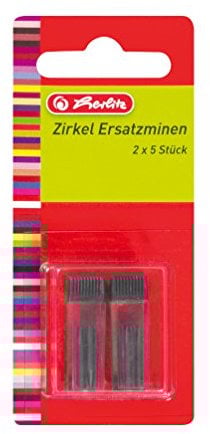 Herlitz Zirkel-Ersatzminen, 2 x 5 Stück auf Blisterkarte