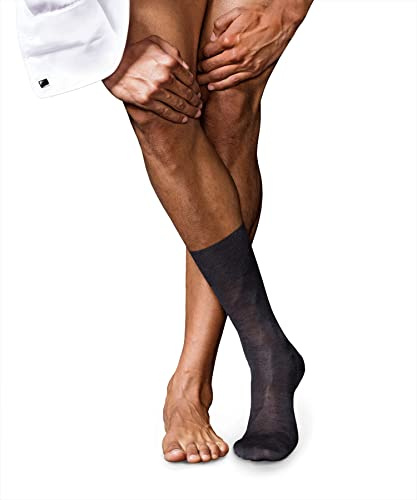 FALKE Men's No. 9 Dress Socks, Lightweight, Breathable, Skin-Friendly, Pure Fil d´Écosse Cotton, Designer Stockings, Grey (Anthracite Melange 3190), 11-12, 1 Pair