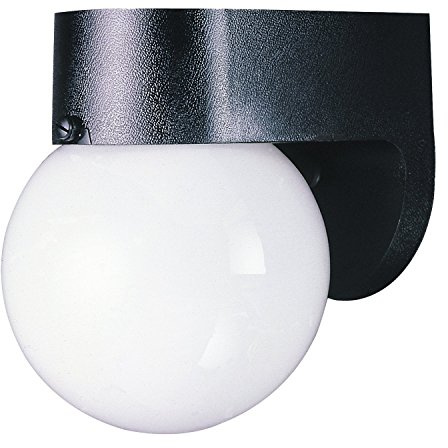 Westinghouse 6680300 Traditional One-Light Outdoor Wall Lantern, Black Finish on Polycarbonate, White Glass Globe