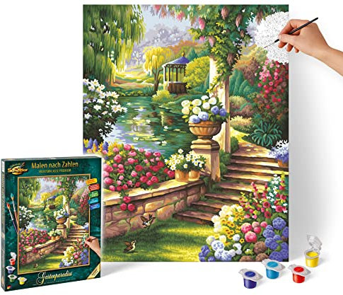 Schipper 609130379 Malen nach Zahlen - Gartenparadies - Bilder malen für Erwachsene, inklusive Pinsel und Acrylfarben, 40 x 50 cm, Mehrfarbig