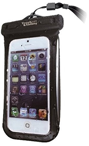 TouchAbility Universal Waterproof Case For Mobile Phones up to 5, including iPhone 4, 4S, 5, 5C, 5S, Galaxy S3 Mini, S4 Mini, Ace 4, Xperia Z3 Compact, Z5 Compact etc. IPX8 Certified Dry Bag Pouch With Side Window (Black, Small)