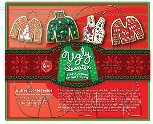 Fox Run Brands Ugly Sweater Cookie Cutter Set, Metallic