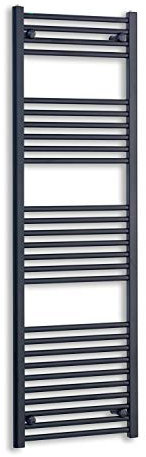 500mm Wide Black Heated Towel Rail Radiator Flat Ladder for Stylish Bathroom (500 x 1600 mm)