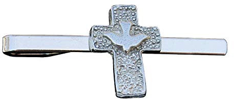 Krawattennadel mit Zinngusskreuz und Taube - Handgefertigt von William Sturt aus deutschem Zinn