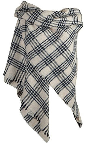 DELEY Retro Weiches Plaid Tartan Herbst Winter Schals Oversized Lange Stola Wrap Deckenschal Beige