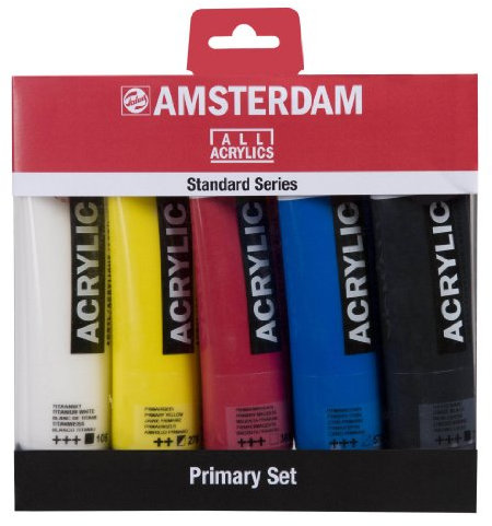 AMSTERDAM PRIMARY ACRYLIC PAINT SET OF 5 X120ml TUBES