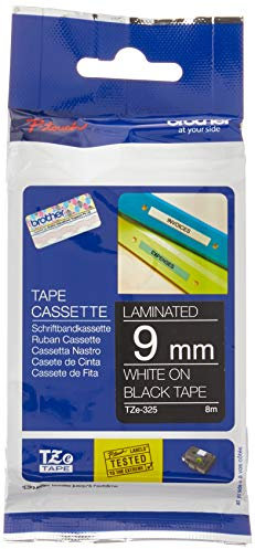 Brother TZE325 - TZE-325 LAMINATED TAPE 9MM 8M - WHITE ON BLACK