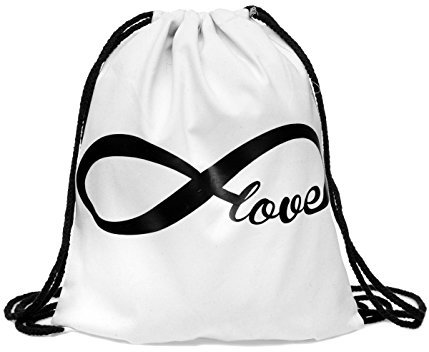 BetterStylz Jahn2 Forever Lover Turnbeutel Rucksack Sport Beutel Gymsack Hipster Tasche vers. Design (ca. 32 x 39 cm) (One Size/Einheitsgrösse, Weiß)