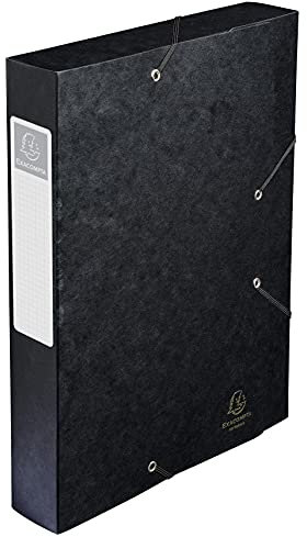 Exacompta 16016H 10er Pack Premium Sammelboxen mit Gummizug 60 mm aus extra starkem Colorspan-Karton mit Rückenschild für DIN A4 Archivbox Heftbox Dokumentenbox Zeichenbox Sammelmappe schwarz