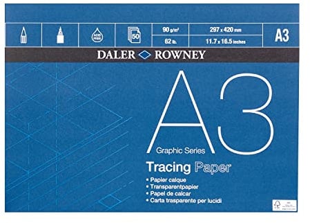 Daler-Rowney Graphic Series A3 90gsm Tracing Paper Pad 50 Sheets | Acid Free, For Professional Artists, Illustrators & Students