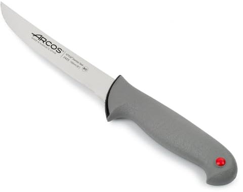 Arcos Cuchillo deshuesador Acero Inoxidable Nitrum y Hoja 150 mm. Cuchillo Carnicero Profesional para Cortar Huesos Carne. Mango ergonómico Polipropileno. Serie Color Prof. Color Plateado.