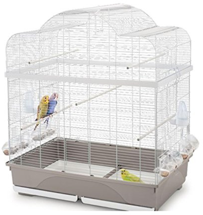 IMAC Vogelkäfig für Kanarinen, Cocoritis und exotische Vögel, Abgerundetes Dach und ausziehbare Schubladen, Taupe, 80,5 x 49 x 94 cm