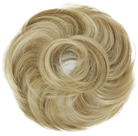 CAISHA Haargummi Bella Hochsteckfrisuren Haarteil Hochzeitfrisuren Voluminös Leicht Gewellt Hitzebeständige Kunstfaser DM17cm Blond Mix G37B