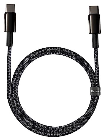 Baseus Accesorios Marca Modelo Cable USB-C para USB-C Tungsten Gold, 100W, 1M Negro