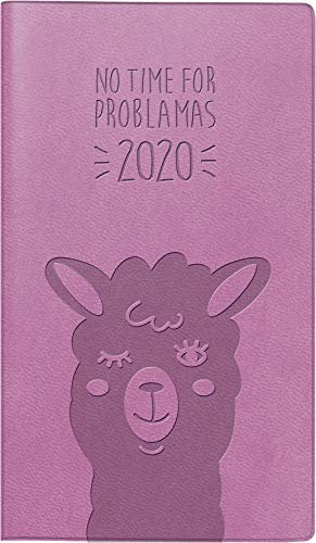 rido/idé 701691501 Taschenkalender Taschenplaner int. (2 Seiten = 1 Woche, 87 x 153 mm, Kunstleder-Einband (Lama), Kalendarium 2020) pink