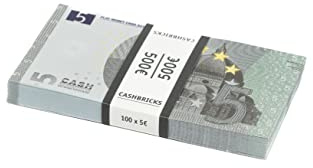 Cashbricks 100 x €5 Euro Requisitengeld/Prop Money – 100x €5 Euro Scheine – Filmgeld für Film, Foto, Bühne & Deko