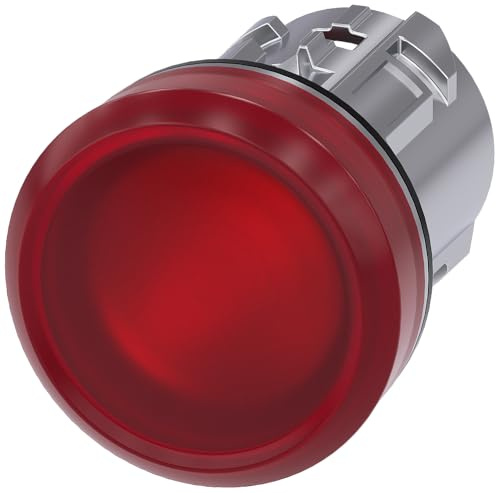 Siemens 3SU1051-6AA20-0AA0 Indicator Light, 22MM, Round, Metal, Shiny, RED, Smooth Lens, White
