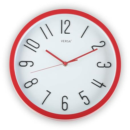 Versa Reloj DE Pared Rojo Dia 30CM, Multicolore, No Aplica