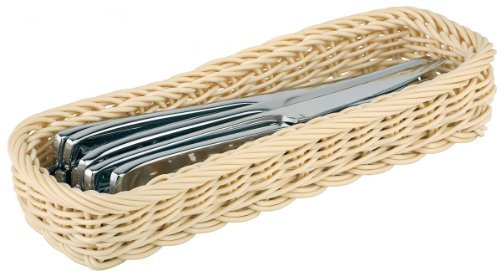 APS 40131 ECONOMIC Polypropylen Besteck Spender, Flechtwerk, Besteckkorb, Aufbewahrungskorb, 27 x 10 x 4, 5 cm, Beige