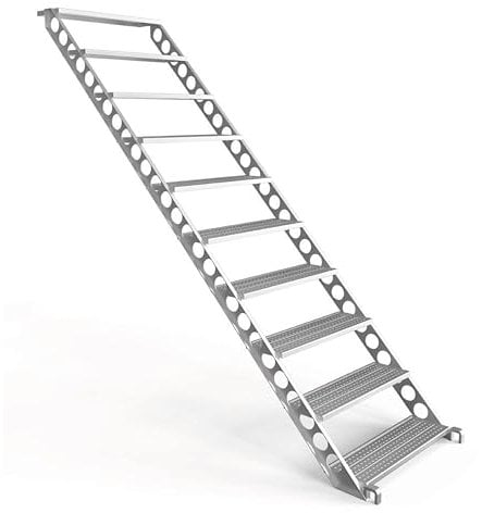 Scafom-rux Escalera de acero [10 peldaños] Independiente galvanizado - 2 metros de alto, 80 cm de ancho, 45 grados - Escaleras de exterior - Escaleras de acero para andamios y jardín