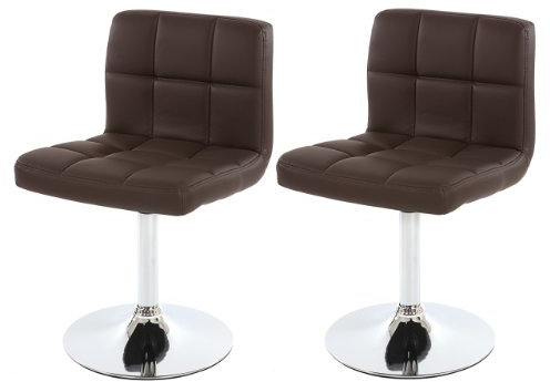 Mendler 2er-Set Esszimmerstuhl Drehstuhl Stuhl Kavala Kunstleder Chrom - braun