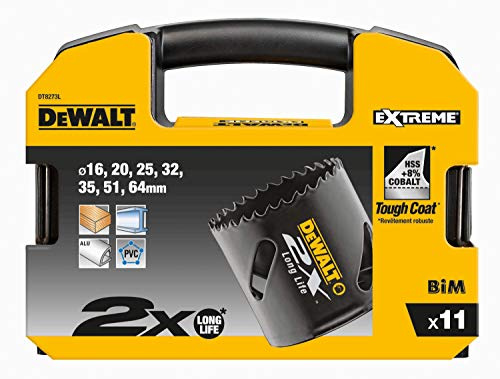 DeWalt Extreme HSS Bi-Metall Lochsägen-Set (11-tlg., Elektriker Extreme, im Tragekoffer) DT8273L