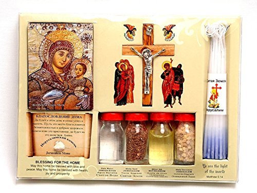 Home Segen Kit Flaschen, Kreuz & Kerzen von Heiligen Land Jerusalem