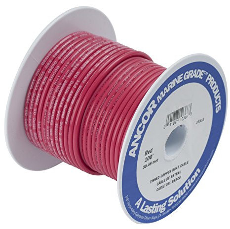 Ancor 113502 Tinned Copper Battery Cable, 4 AWG (19mm2), Red - 25ft