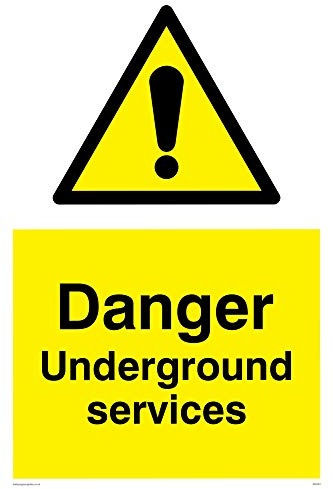 Viking Signs Wc491-a2p-3 m Danger Underground Services Sign, 3 mm Plastique rigide, 600 mm H x 400 mm L