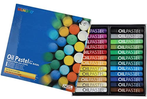 MUNGYO 24 Stück Pastellkreide, Öl Farben 11 x 70 mm sortiert