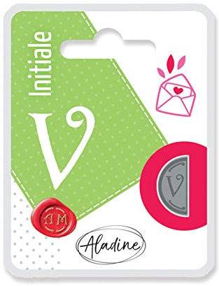 Aladine Siegel Stempel Doppelseitig 1,8x1cm halbkreis Hochzeit Buchstabe V