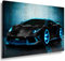 LaraArt Bilder Lamborghini Blau Neon Leinwandbild / LaraArt Bilder / Leinwand Bild + Mehrfarbig + Kunstdruck XXL a17-6 Wandbild 120 x 80 cm