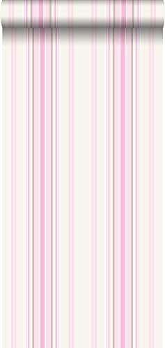 papier peint à rayures rose clair et beige 53 cm x 10.05 m - ESTAhome