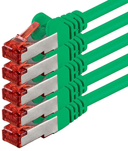 1aTTack.de 5x 0.25m - Cat 6 network cable patch cable Cat6 RJ45 SFTP - green