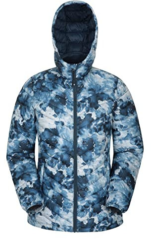 Mountain Warehouse Seasons Womens Padded Jacket - Water Resistant, Warm Ladies Coat, Front Pockets, Adjustable Elastic Cuffs & Hood - For Autumn, Winter, Outdoors Grey (Printed) Women's Size 6