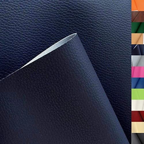 TOLKO 1m Kunstleder Meterware | weiches Premium Lederimitat für Stuhl Bank Sessel Sofa Sitzbezug Bezugstoff in Rindsleder Optik 140cm breit Polsterstoff Polsterbezug Möbelstoff (Dunkel Blau)