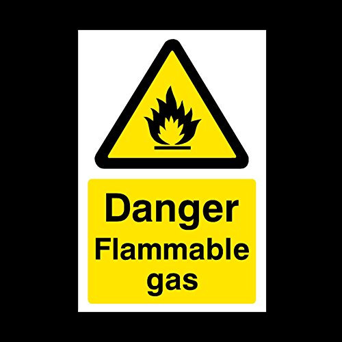 Danger Flammable Gas Plastic Sign - Chemicals/Corrosive/Toxic/Hazardous/Warning (MISC95)