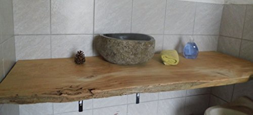 KJR Holzmanufaktur Waschtischplatte, ca. 100 x 48-50 x 6 cm, Waschtisch, Eiche, Wurmeiche, Tischplatte