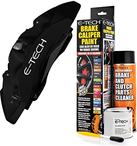 E-TECH Matt Black Brake Caliper/Drum Paint - EBCP-MB - Complete Kit Inc Paint/Cleaner & Brush