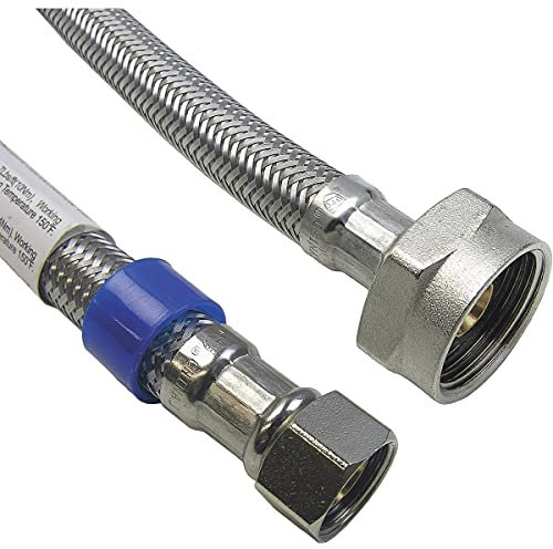 LASCO 10–0609 3/8 Zoll Buchse Kompression von Buchse Kugelhahn Kunststoff Mutter von 9 Zoll Flex Edelstahl geflochten mit Poly inneren Kern Trinkwasser 16 Inch Silver/Pewter