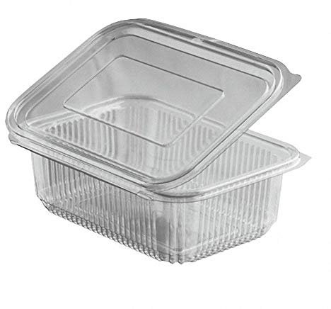 1-PACK Rechteckbecher klar mit Deckel 750 ml (PET), 50 Stück