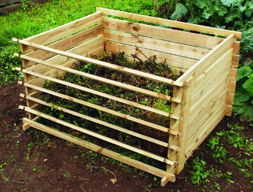 Lacewing Easy-Load Slatted Wooden Compost Bin Large 718 Litres Outdoor Garden Composter 120cm x 92cm