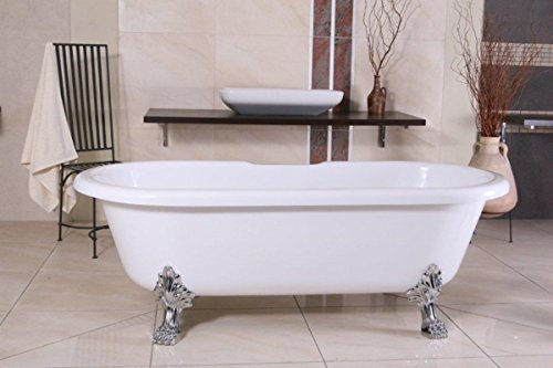 Casa Padrino Freistehende Luxus Badewanne Jugendstil Milano Weiß/Silber - Barock Badezimmer