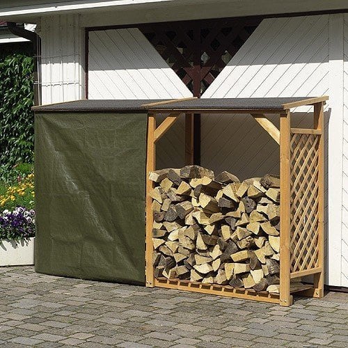 Promadino Kaminholzregal Speyer mit Wetterschutz, honigbraun