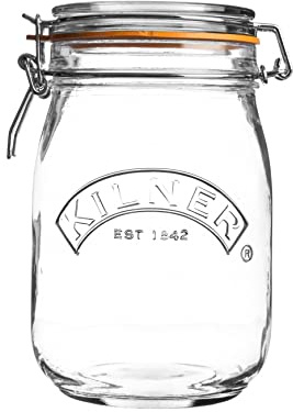 12 x Kilner Clip Top Glass Food Storage Jar Canister Preserver 1 Litre - Round