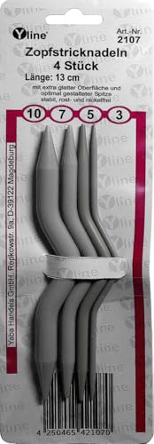 4er-Set Zopfstricknadeln Stärke 3,0-5,0-7,0-10,0 mm/Länge 13 cm, Zopfmusternadel, Stricknadel, Stricknadeln, Strickzubehör, sl, 2107