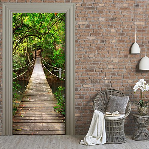 Stickerprofis Türtapete selbstklebend TürPoster - SEILBRÜCKE - 3D Türaufkleber Türfolie